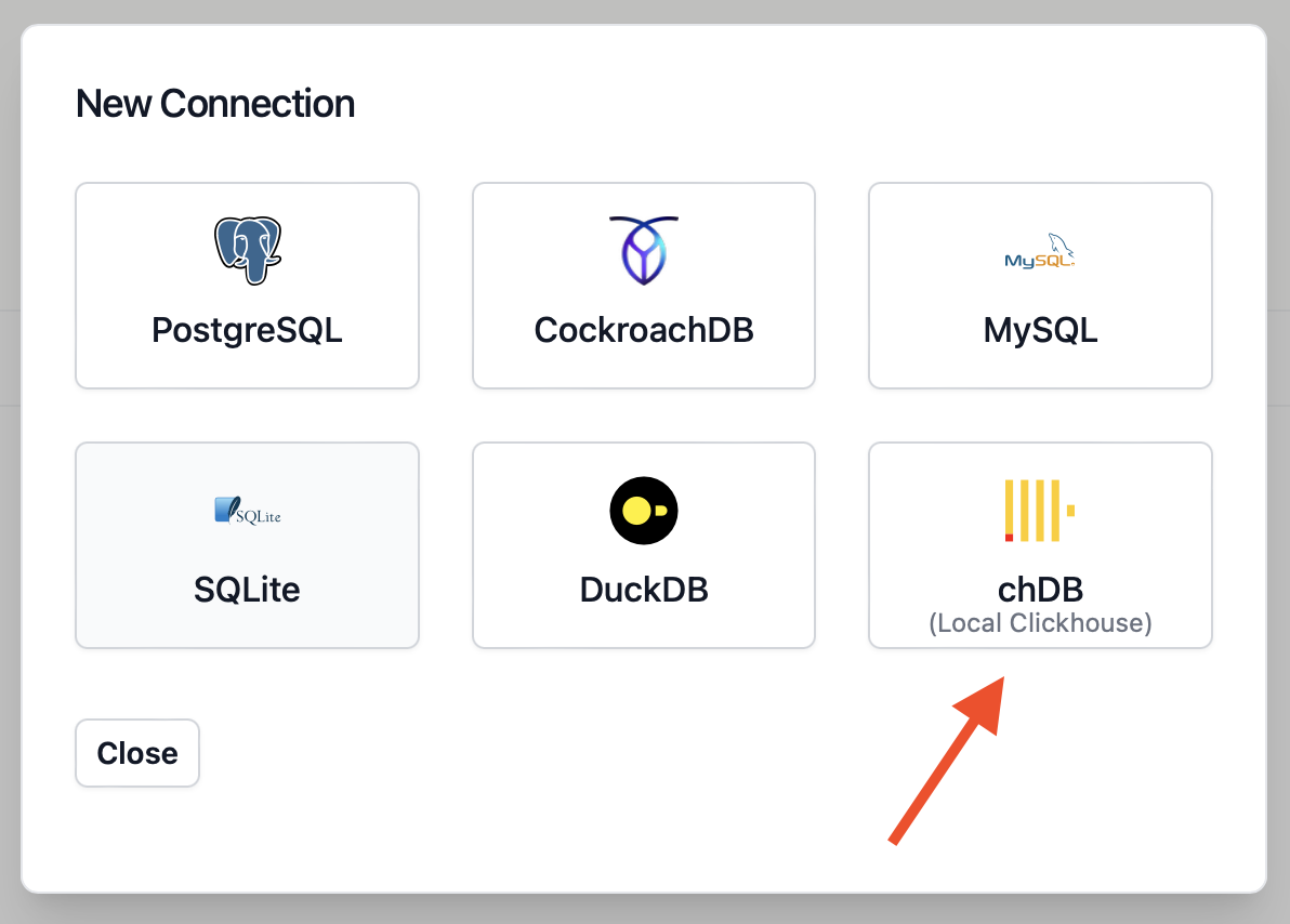 Connect to chDB - Docs - DB Pilot