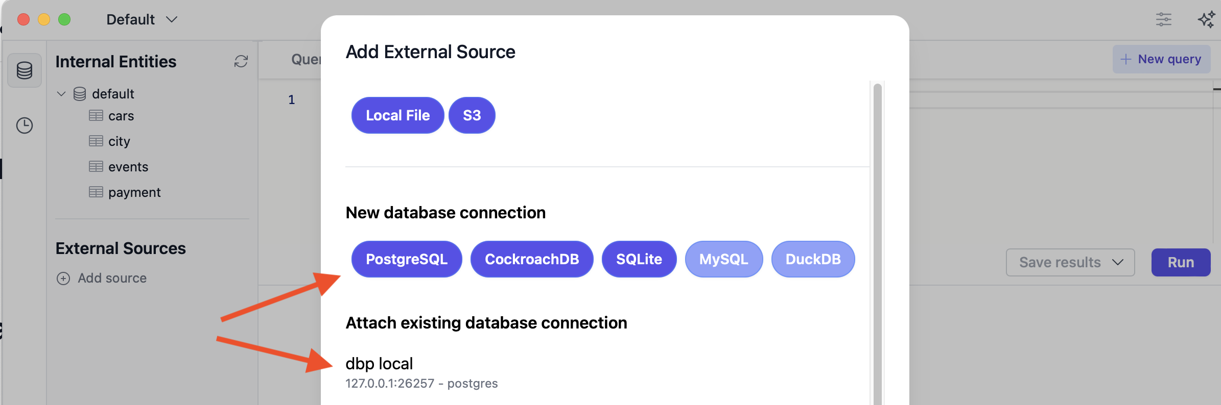 Attach source - DB